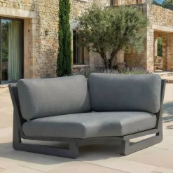 Poltrona d'angolo da giardino in alluminio Long Beach Grigio antracite