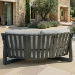 Poltrona d'angolo da giardino in alluminio Long Beach Grigio antracite e grigio chiaro
