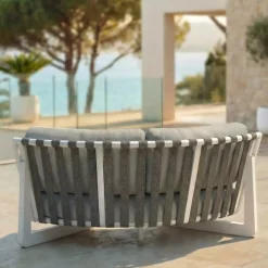 Poltrona d'angolo da giardino in alluminio Long Beach Bianco cenere e tortora
