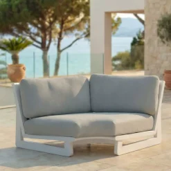Poltrona d'angolo da giardino in alluminio Long Beach Bianco cenere e tortora