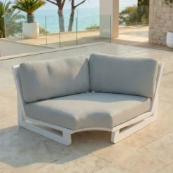 Poltrona d'angolo da giardino in alluminio Long Beach Bianco cenere e tortora