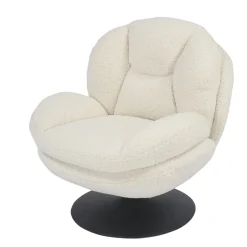 Poltrona girevole in bouclé (seduta 46 cm) Lomy Bianco
