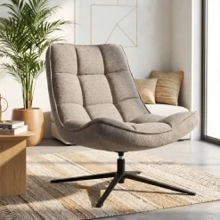 Poltrona girevole in tessuto (seduta 43 cm) Oxxo Beige Sabbia