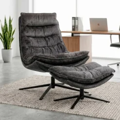 Poltrona girevole in tessuto (seduta 45 cm) Brava Grigio scuro