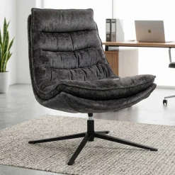 Poltrona girevole in tessuto (seduta 45 cm) Brava Grigio scuro