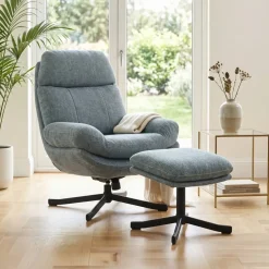 Poltrona girevole in tessuto (seduta 49 cm) Moor Blu chiaro