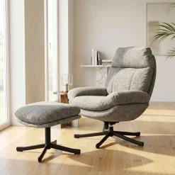 Poltrona girevole in tessuto (seduta 49 cm) Moor Grigio scuro