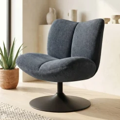 Poltrona girevole in tessuto testurizzato (seduta 46 cm) Axis Blu navy