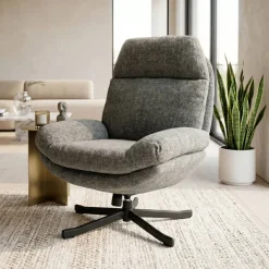 Poltrona girevole in tessuto (seduta 49 cm) Moor Grigio