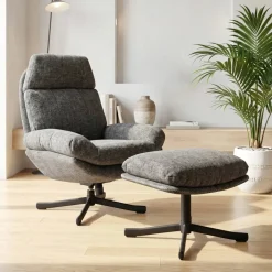 Poltrona girevole in tessuto (seduta 49 cm) Moor Grigio