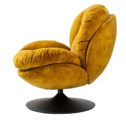 Poltrona girevole in velluto (seduta 46 cm) Lomy Giallo ocra