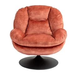 Poltrona girevole in velluto (seduta 46 cm) Lomy Rosa