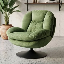Poltrona girevole in velluto (seduta 46 cm) Lomy Verde