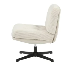 Poltrona girevole in velluto a coste (seduta 46 cm) Kult Ecru