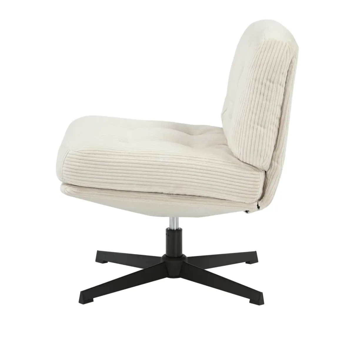 Poltrona girevole in velluto a coste (seduta 46 cm) Kult Ecru