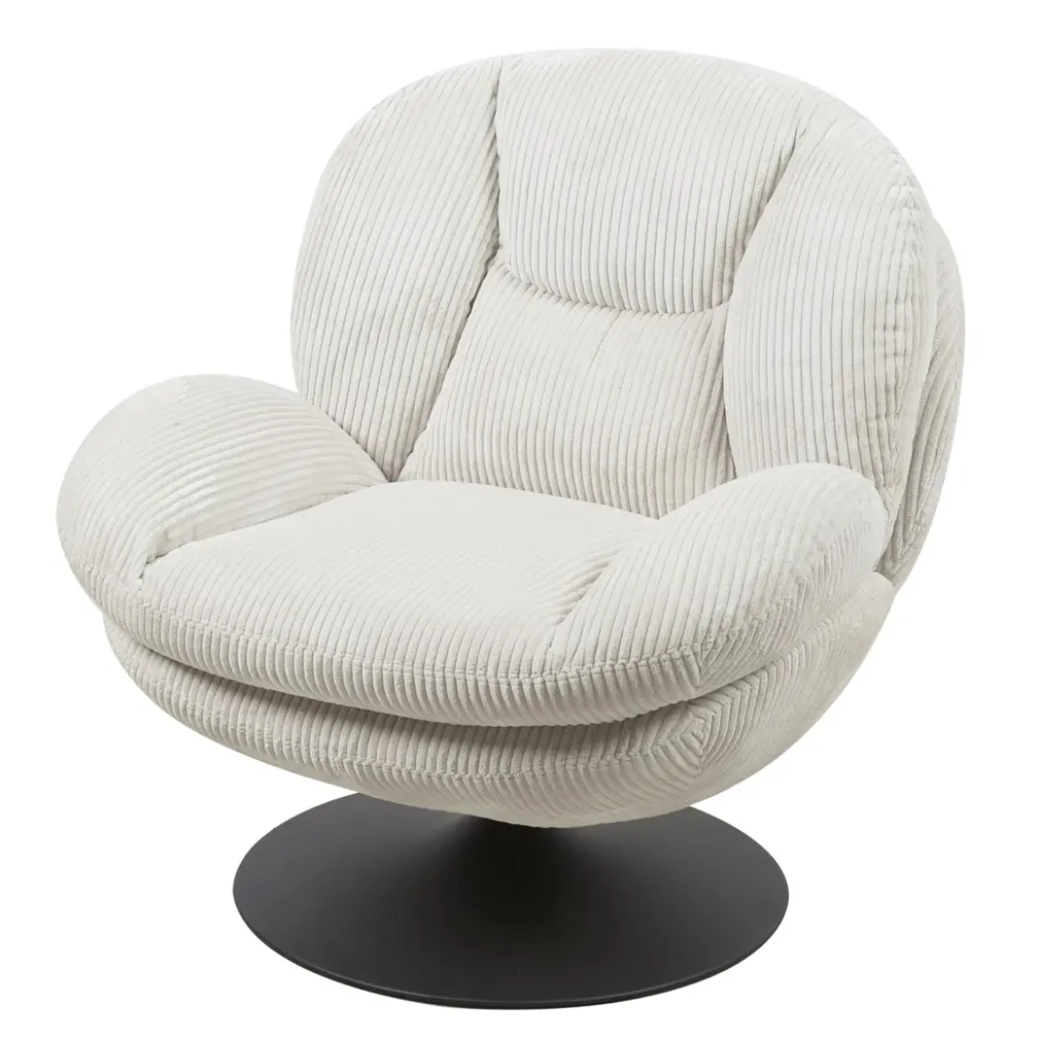 Poltrona girevole in velluto a coste (seduta 46 cm) Lomy Bianco