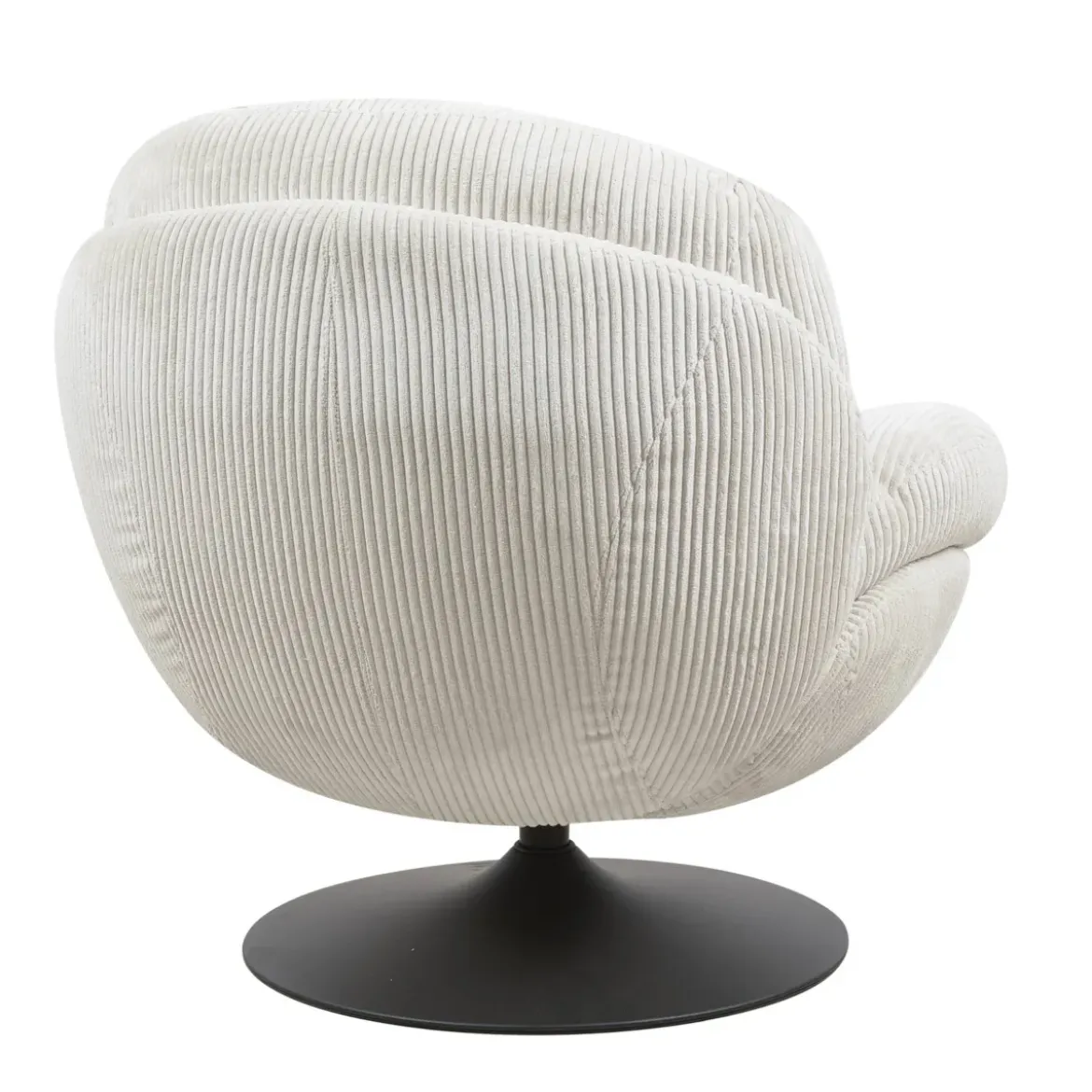 Poltrona girevole in velluto a coste (seduta 46 cm) Lomy Bianco