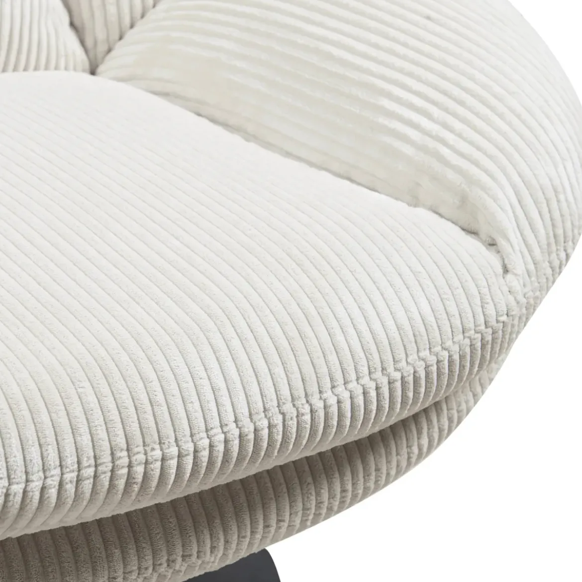 Poltrona girevole in velluto a coste (seduta 46 cm) Lomy Bianco