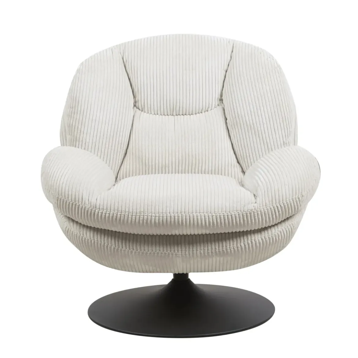 Poltrona girevole in velluto a coste (seduta 46 cm) Lomy Bianco