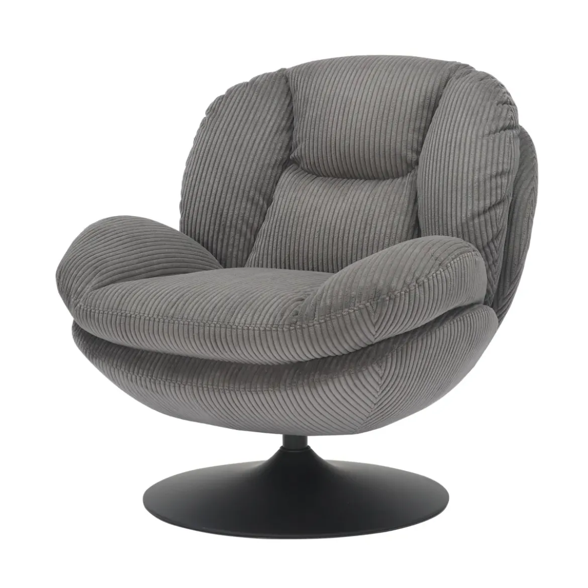 Poltrona girevole in velluto a coste (seduta 46 cm) Lomy Grigio