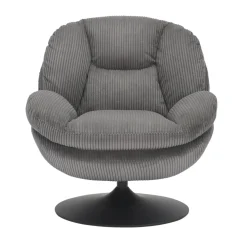Poltrona girevole in velluto a coste (seduta 46 cm) Lomy Grigio