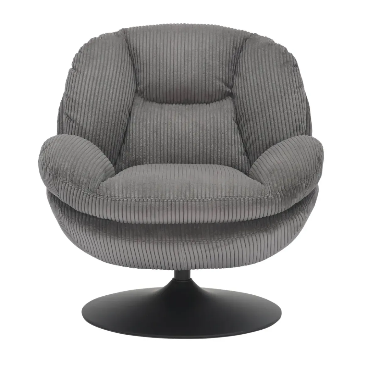 Poltrona girevole in velluto a coste (seduta 46 cm) Lomy Grigio