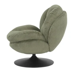 Poltrona girevole in velluto a coste (seduta 46 cm) Lomy Verde