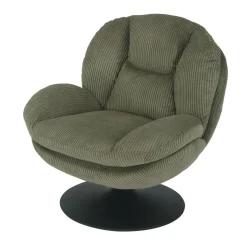 Poltrona girevole in velluto a coste (seduta 46 cm) Lomy Verde