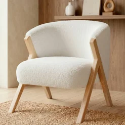 Poltrona in bouclé (H70 cm) Andy Bianco