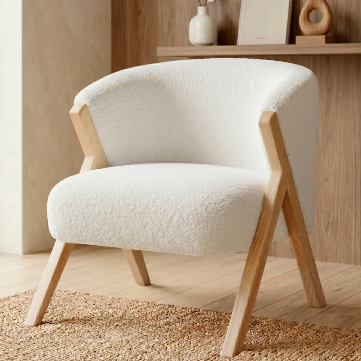 Poltrona in bouclé (H70 cm) Andy Bianco