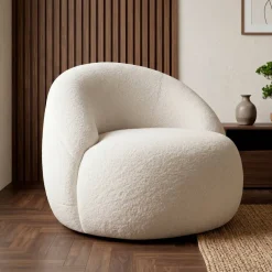 Poltrona in bouclé (H66 cm) Lexy Bianco