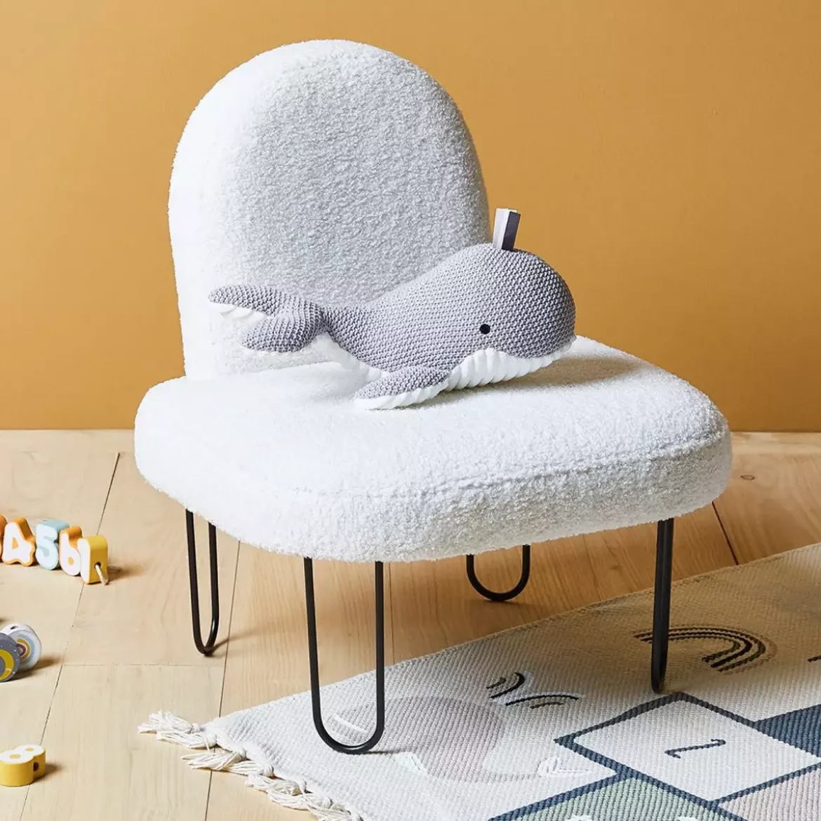 Poltroncina bambino velluto Augustin Bianco