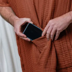 Poncho adulto in garza di cotone S/M Gaïa Terracotta