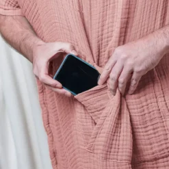 Poncho adulto in garza di cotone S/M Gaïa Pesca Rosa