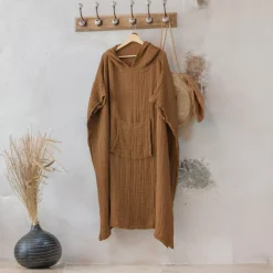 Poncho adulto in garza di cotone S/M Gaïa Camel