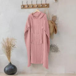 Poncho adulto in garza di cotone L/XL Gaïa Pesca Rosa
