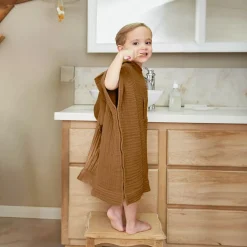 Poncho da bagno per bambini in garza di cotone 6/10 anni Gaïa Camel
