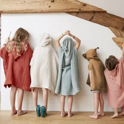 Poncho da bagno per bambini in garza di cotone 6/10 anni Gaïa Camel