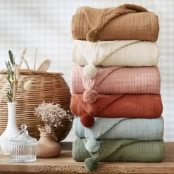 Poncho da bagno per bambini in garza di cotone 2/5 anni Gaïa Beige pampa