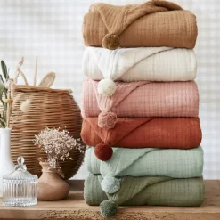 Poncho da bagno per bambini in garza di cotone 6/10 anni Gaia Verde eucalipto