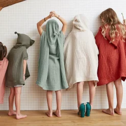 Poncho da bagno per bambini in garza di cotone 6/10 anni Gaia Verde eucalipto