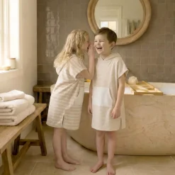 Poncho da bagno per bambini in cotone e spugna 2/5 anni Marina Beige