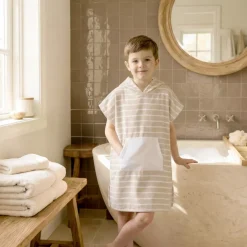 Poncho da bagno per bambini in cotone e spugna 2/5 anni Beige Bruma