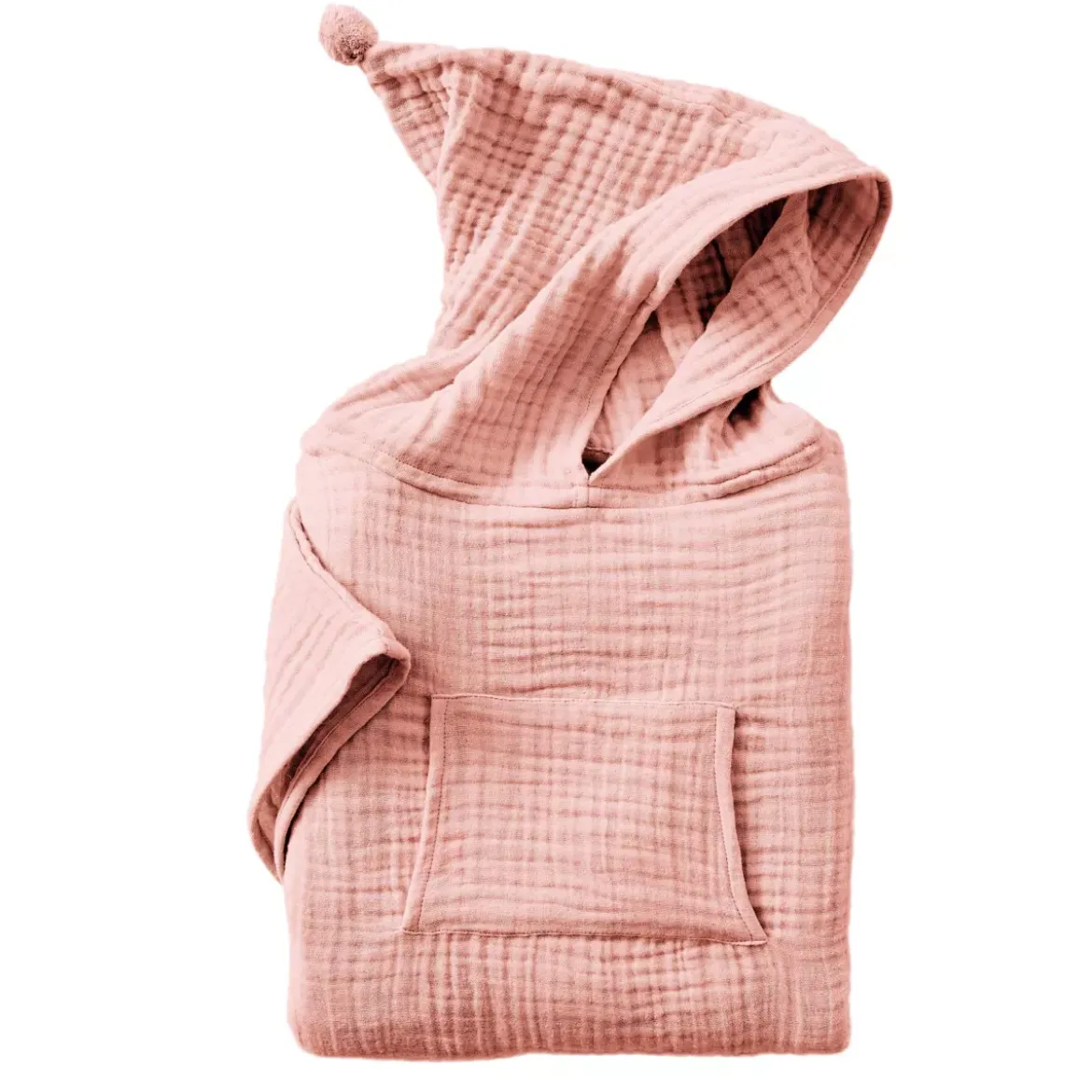 Poncho da bagno per bambini in garza di cotone 6/10 anni Gaïa Rosa pesca