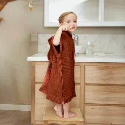Poncho da bagno per bambini in garza di cotone 2/5 anni Gaïa Terracotta