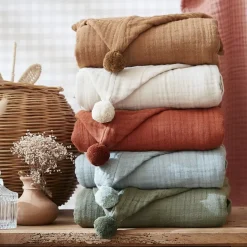 Poncho da bagno per bambini in garza di cotone 2/5 anni Gaïa Terracotta