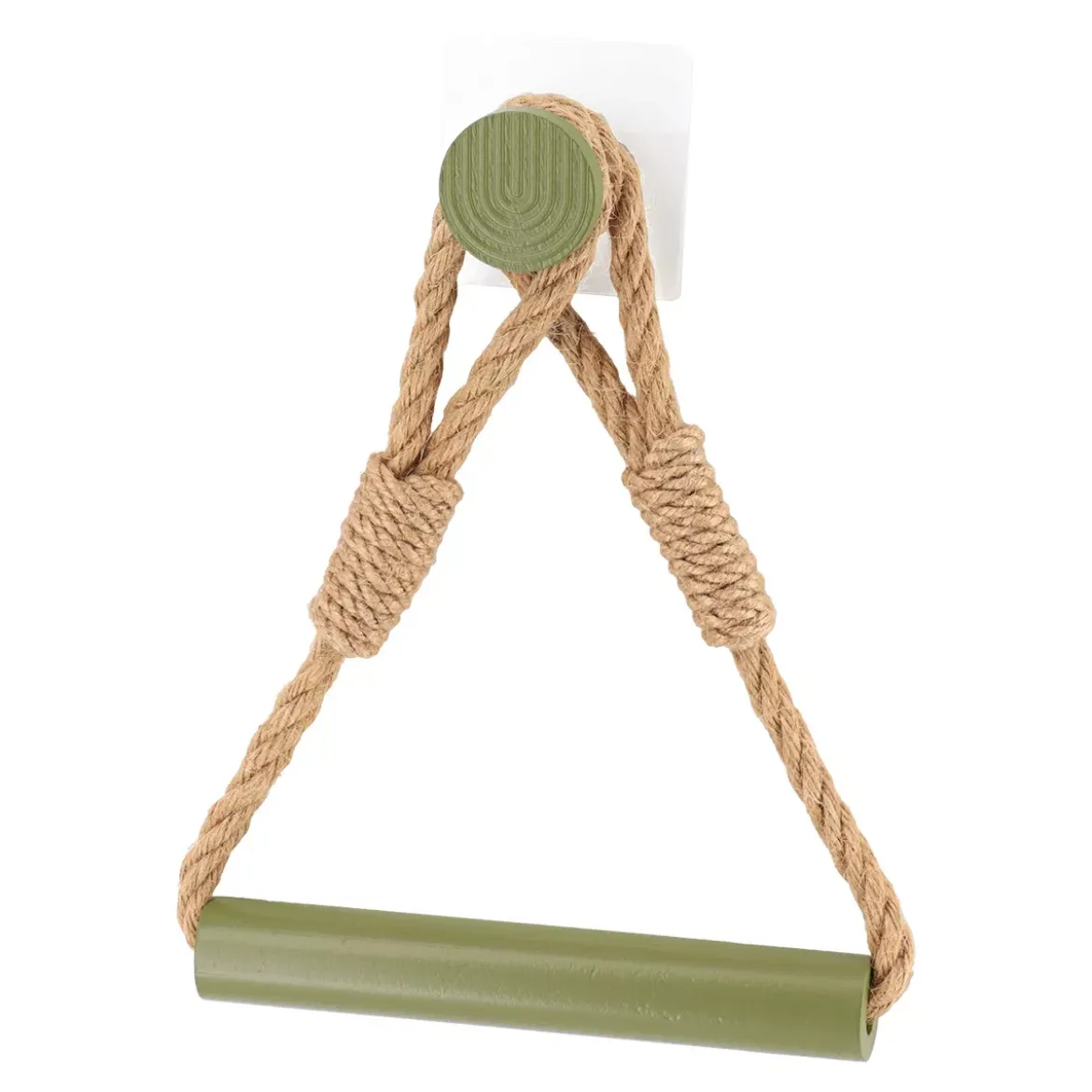 Portarotolo carta igienica da parete adesivo in corda e bambù Boho-Chic Verde oliva