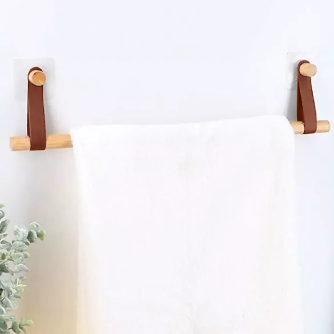 Portasciugamani adesivo a 1 barra (50 cm) Easy Chic Caramello