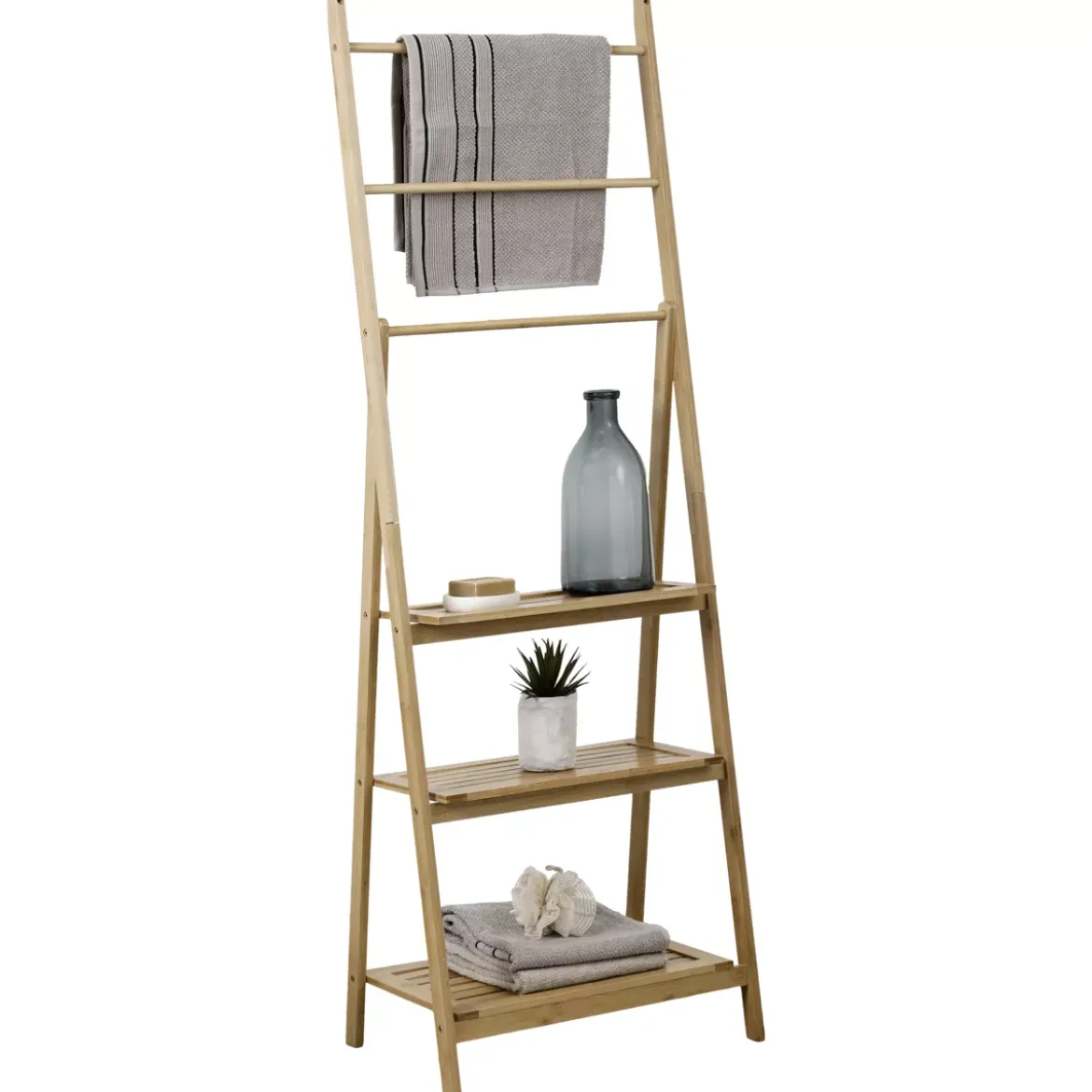 Portasciugamano con ripiano portaoggetti bambù (H152 cm) Bali