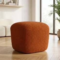 Pouf in bouclé (H43 cm) Nyxor Terracotta